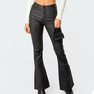 Edikted Luna Faux Leather Flare Pants